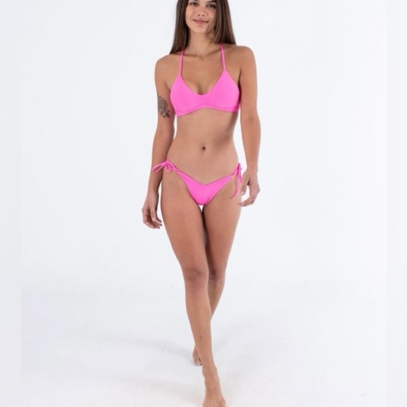 Hurley bikini NEW reversible Desert Sky pink V front skimpy swim swimsuit NWT - Picture 1 of 8
